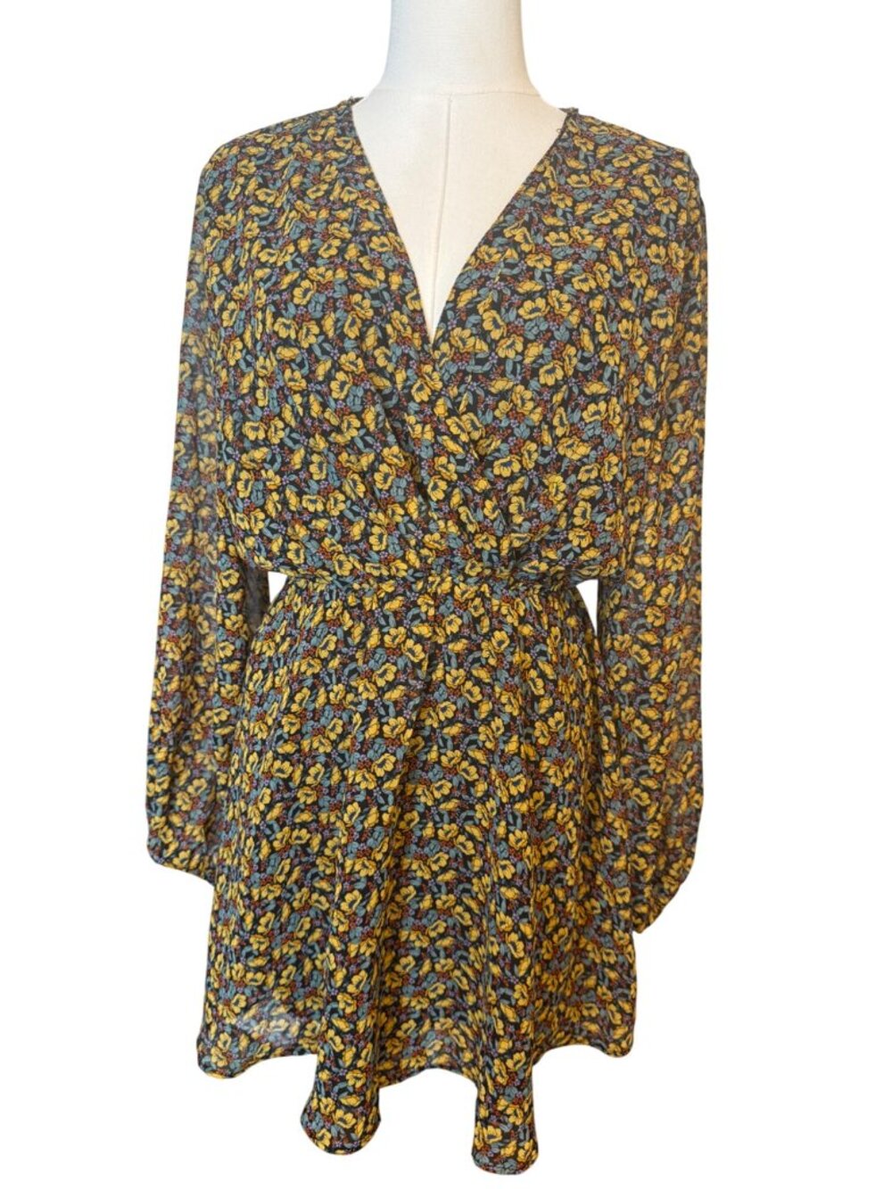 2/$30 ZARA S Floral Long-Sleeve Wrap Dress - Picture 3 of 16